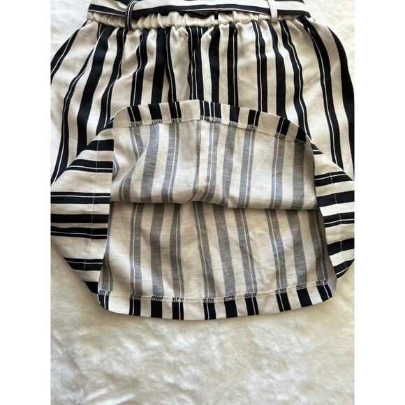 TOPSHOP Womens White Striped Viscose A-Line Skirt Size US 6 - Belt included - Picture 4 of 7